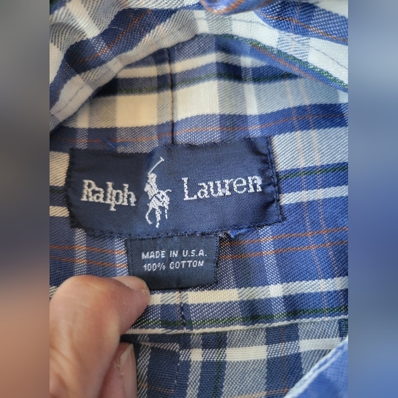 Ralph Lauren Plaid Shirt Blue Medium - Picture 6 of 7